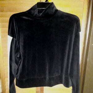 Zelos Y2K Women SZ SM Black Pullover Velvet Cropped Mock Neck Long Sleeve